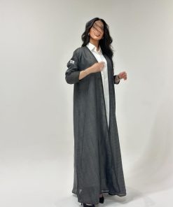 Alternative view of عبايات خمرة - عباية لنن هندي رسمه ناعمة توفيس