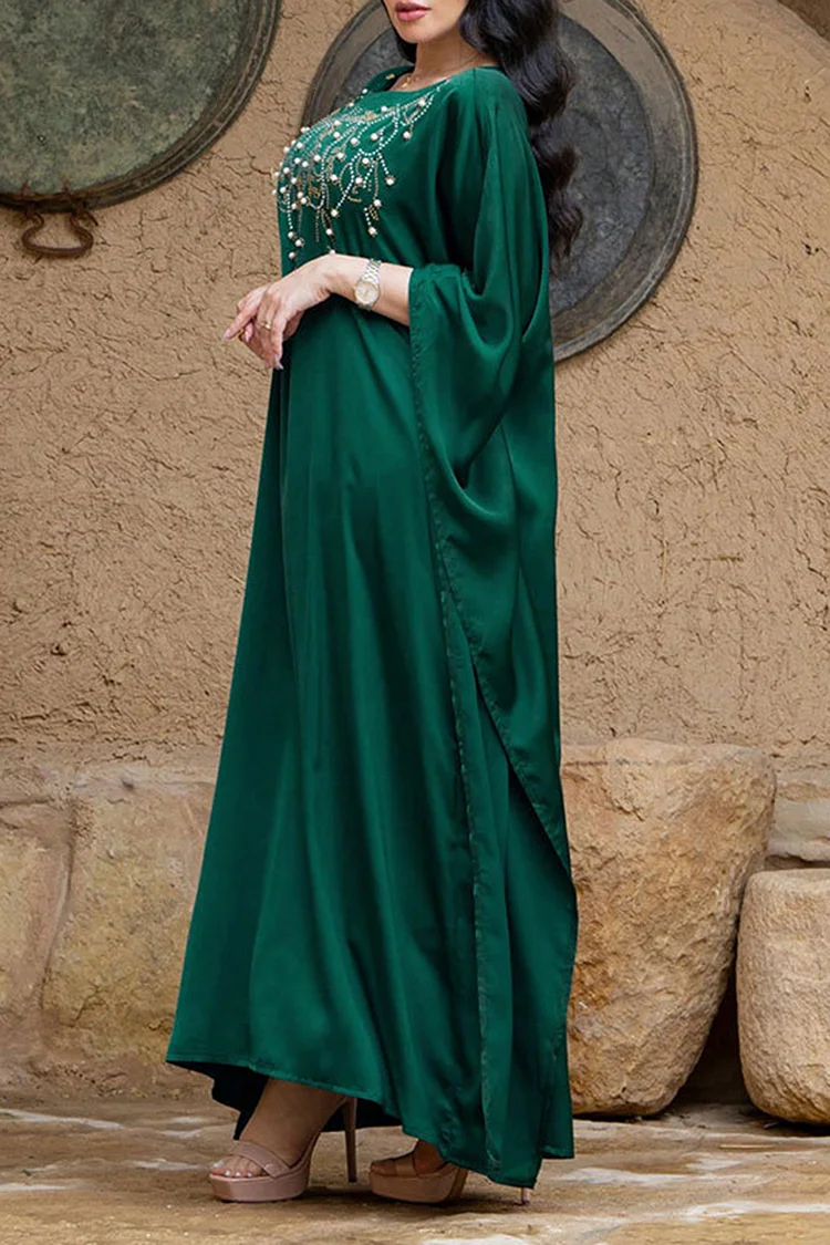 فيفيتش - فساتين ماكسي من الساتان مزينة بخرز مثقوب ساخن وأكمام واسعة - Image 6