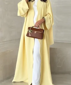 Alternative view of فيفيتش - كارديجان طويل مفتوح من الأمام، بلون موحد، بتصميم مموج، وأكمام طويلة، مناسب للإطلالات الكاجوال.