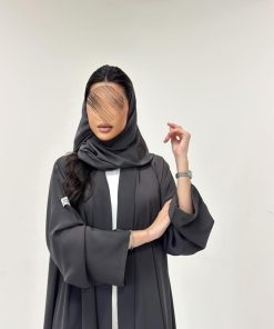 عباية كريب بارد مع ياقة امامية قصه نص كلوش