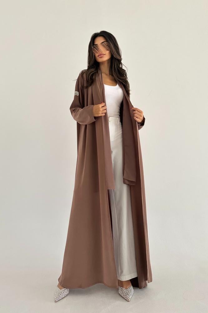 عبايات خمرة - عبايه نص كلوش كريب صيفي - Image 2