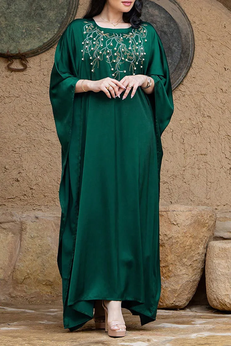 فيفيتش - فساتين ماكسي من الساتان مزينة بخرز مثقوب ساخن وأكمام واسعة - Image 4