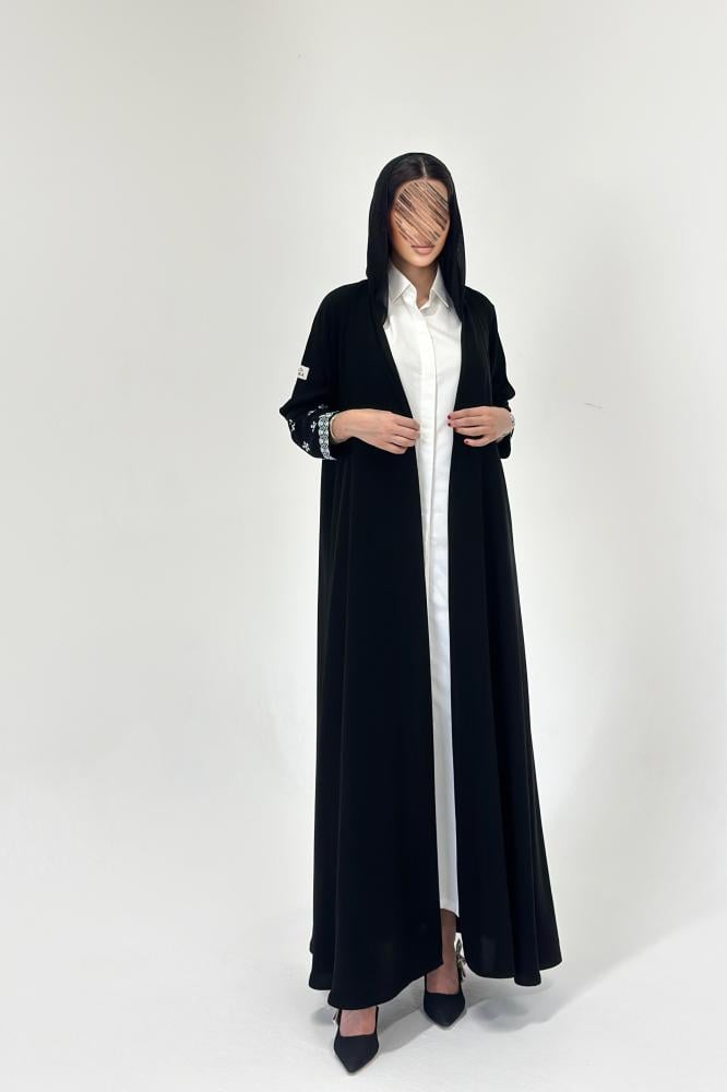 عبايات خمرة - عباية ملكي أكمام تطريز - Image 3