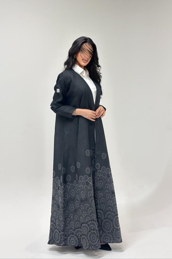 عباية لنن هندي رسمة ورد توفيس - Image 2