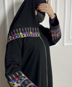 عبايات بيست - عباية نص كلوش أنيقة تدخيلة ملون-912