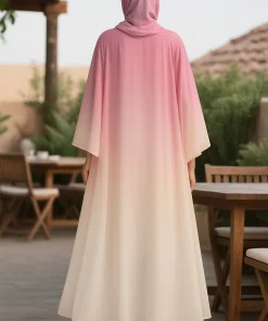 Alternative view of فيفيتش - طقم عباية مكون من 3 قطع - لون وردي، بلوزة وبنطال بطبعة زهور متدرجة الألوان