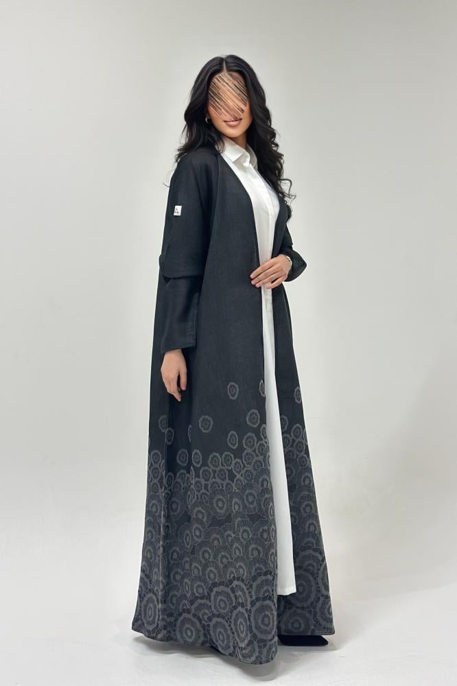 عباية لنن هندي رسمة ورد توفيس - Image 4