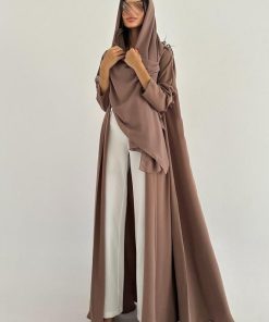 عبايات خمرة - عبايه نص كلوش كريب صيفي