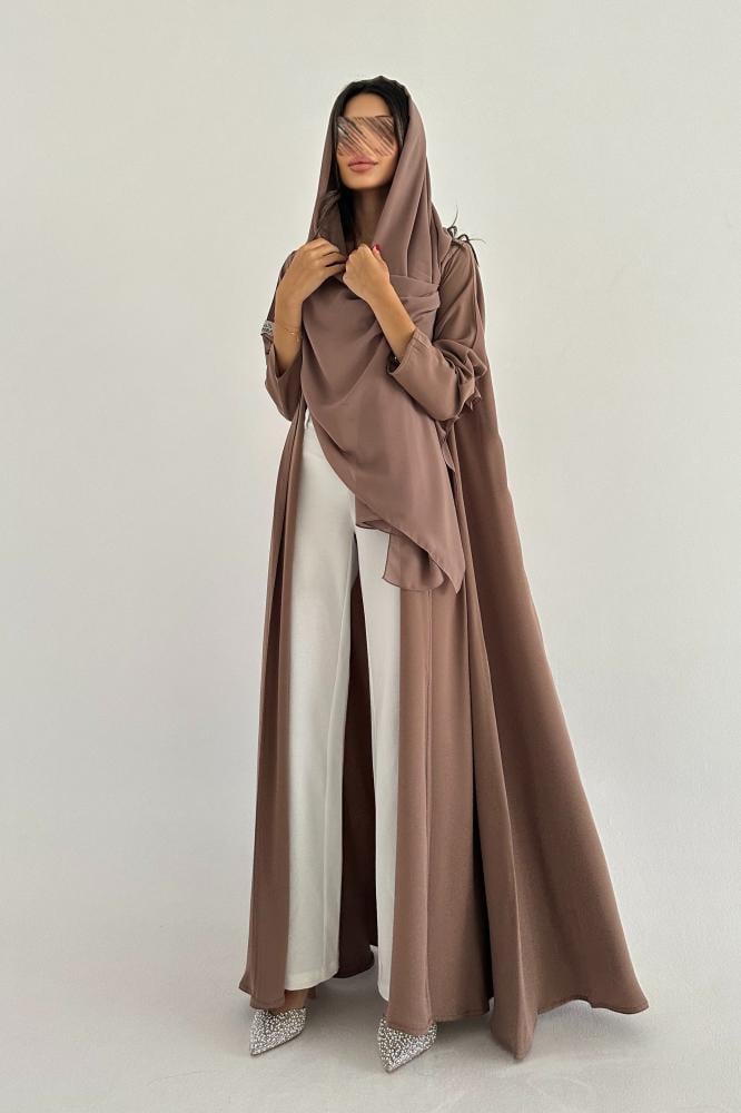 عبايات خمرة - عبايه نص كلوش كريب صيفي