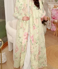 Alternative view of فيفيتش - كارديجان طويل بأكمام طويلة وطبعة زهور وياقة شال وأكمام طويلة وكسرات على شكل عباية