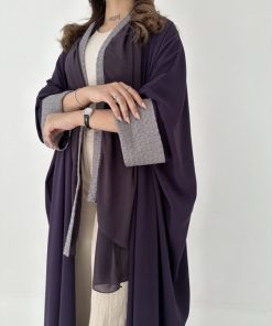 Alternative view of عباية كريب اكمام راكة قصة فراشة