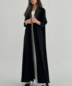 Alternative view of عبايات خمرة - عباية رسمية من الكريب مع ياقة تفتة