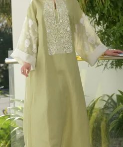 Alternative view of فيفيتش - فساتين ماكسي فضفاضة مطرزة بنقوش زهرية - أخضر