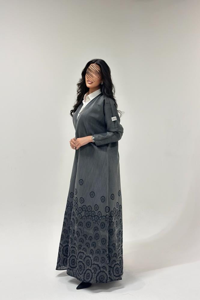 عباية لنن هندي رسمة ورد توفيس - Image 3