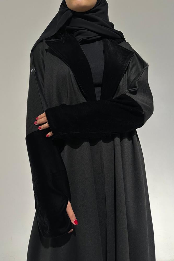 عبايات خمرة - جوخ مع مخمل كوري