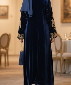 فيفيتش - طقم عباية مخملية مطرزة بأكمام طويلة، فستان ماكسي للحفلات، قطعتان