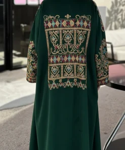 فيفيتش - كارديجان عباية مخملية بأكمام واسعة مطرزة بنقوش عرقية - أخضر [طلب مسبق]