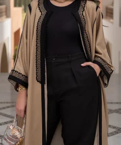 فيفيتش - كارديجان طويل عباية كاجوال مطرز بدانتيل متباين [طلب مسبق]