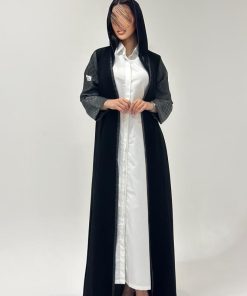 Alternative view of عبايات خمرة - عباية كريب مع أكمام لنن