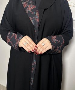 عبايات بيست - عباية نص كلوش بتدخيلة كشميري بني-984