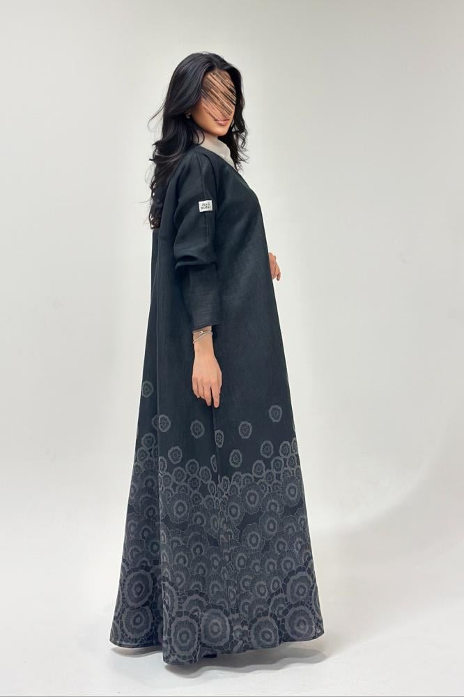 عباية لنن هندي رسمة ورد توفيس