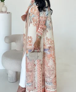 Alternative view of فيفيتش - كارديجان طويل مفتوح من الأمام بأكمام طويلة مربوطة، مطبوع بنمط ألوان متداخلة.