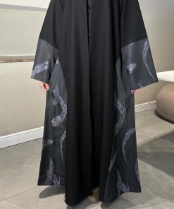 عبايات بيست - عباية نص كلوش بتدخيلة ريش-223