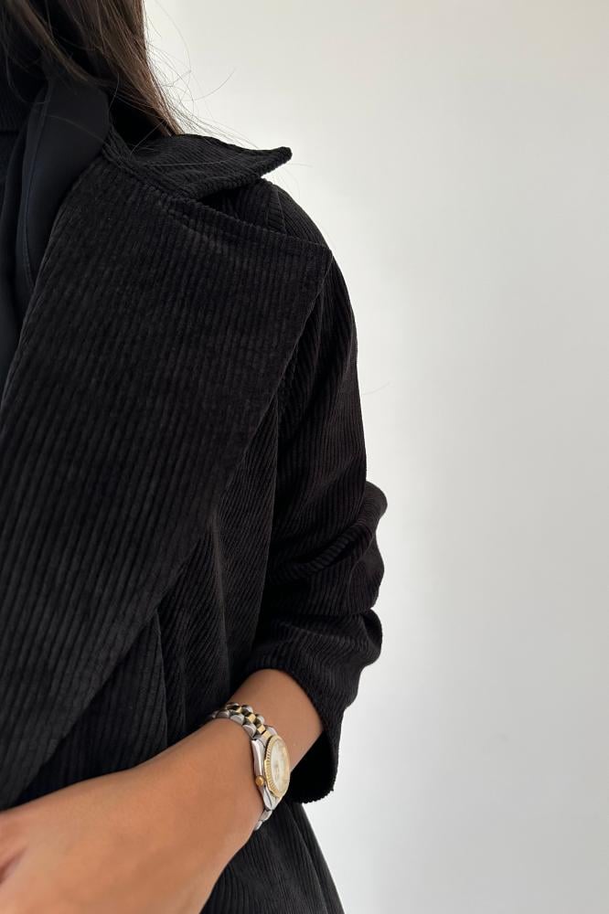 عبايات خمرة - عباية شامواه مقلم قصة ربع كلوش - Image 2