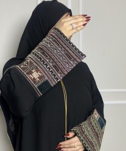 عبايات بيست - عباية نص كلوش أنيقة تدخيلة ذهبي-901