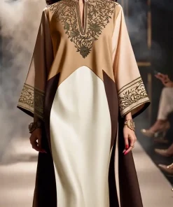 فيفيتش - فساتين ماكسي طويلة الأكمام مطرزة بألوان متداخلة