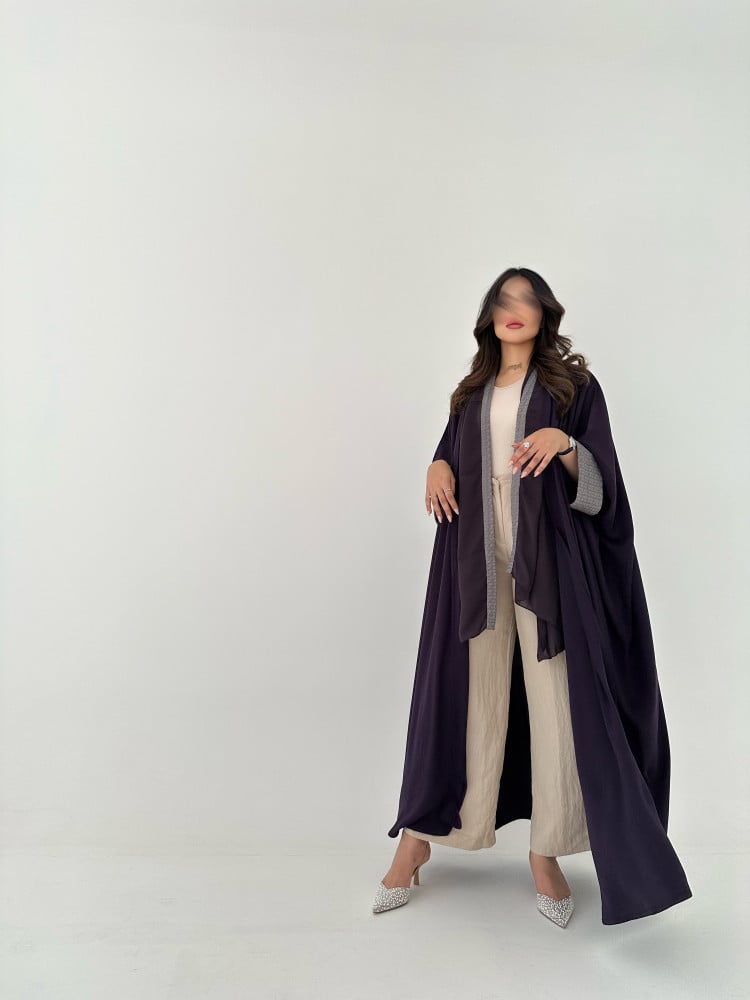 عباية كريب اكمام راكة قصة فراشة - Image 4