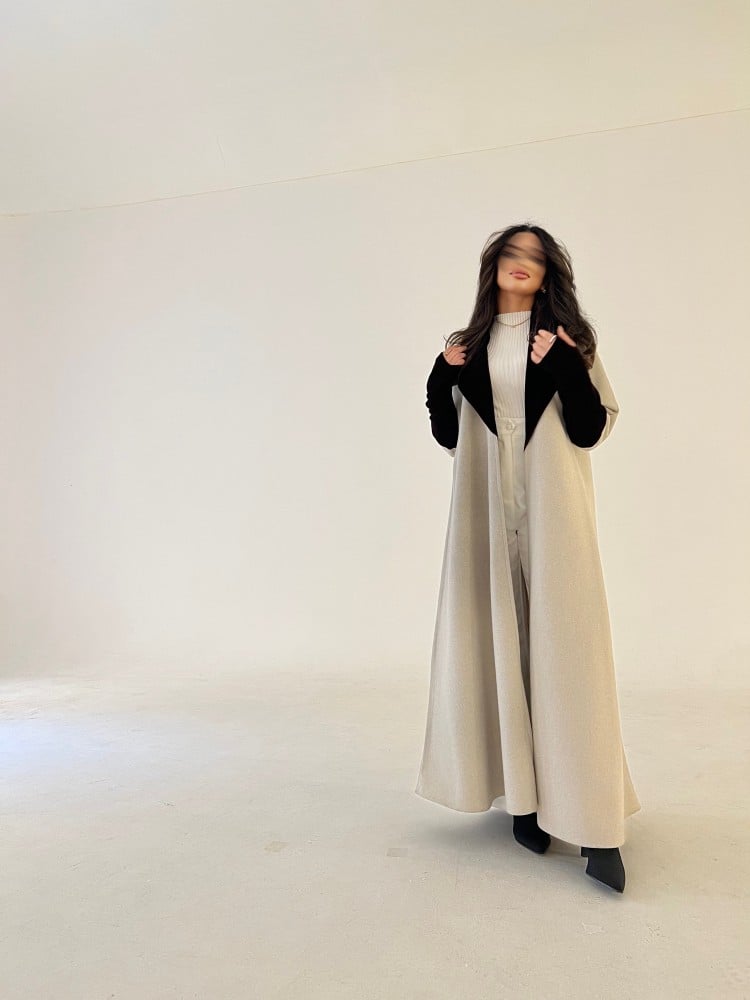 عبايات خمرة - جوخ مع مخمل كوري ربع كلوش - Image 4