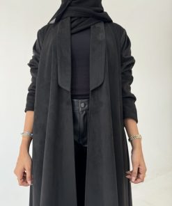 عبايات خمرة - عباية شامواه مع ياقة قصة ربع كلوش