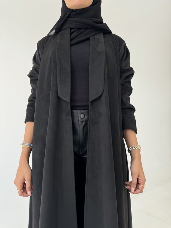 عبايات خمرة - عباية شامواه مع ياقة قصة ربع كلوش