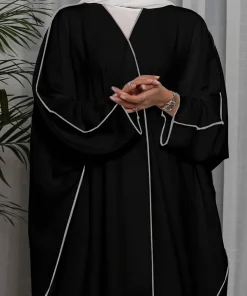 فيفيتش - كارديجان طويل فضفاض بأكمام طويلة وحواف متباينة - أبيض