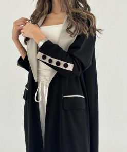 Alternative view of عبايات خمرة - عباية بياقة رسمية وجيوب قصة نص كلوش