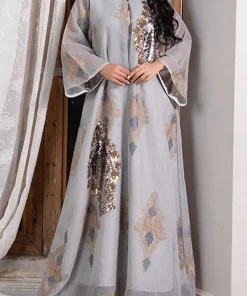 Alternative view of فيفيتش - فساتين ماكسي كفتان مطرزة بالترتر، بياقة مدببة وأكمام طويلة