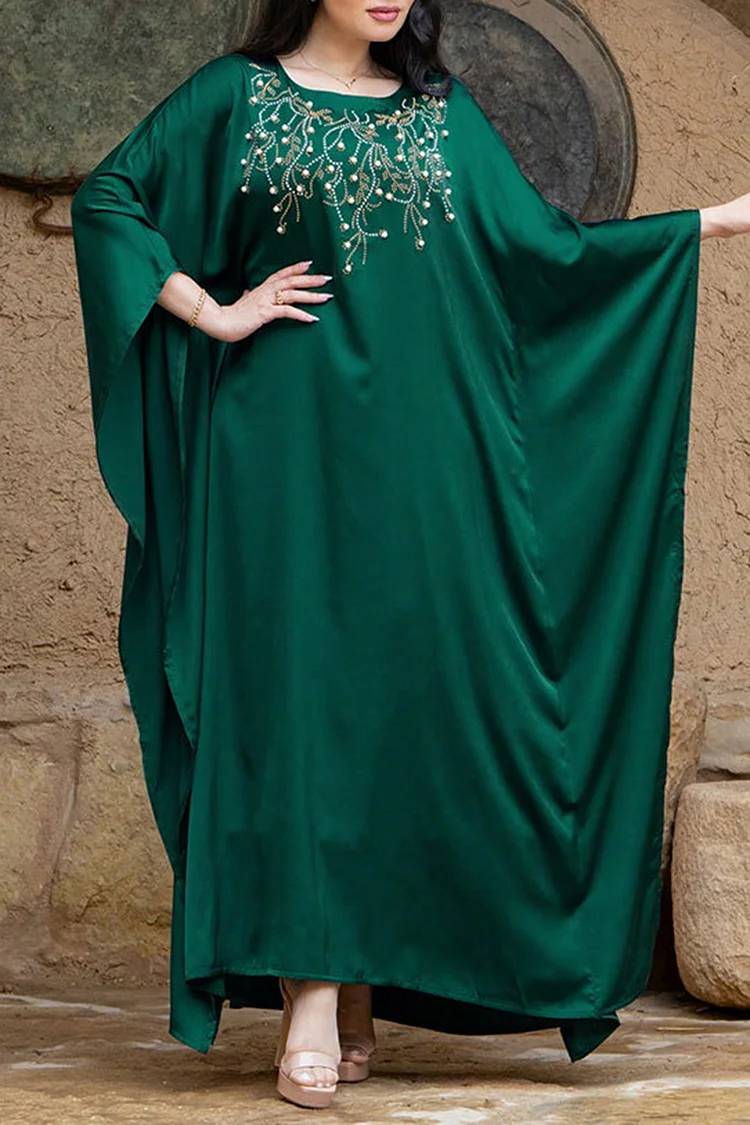 فيفيتش - فساتين ماكسي من الساتان مزينة بخرز مثقوب ساخن وأكمام واسعة - Image 5