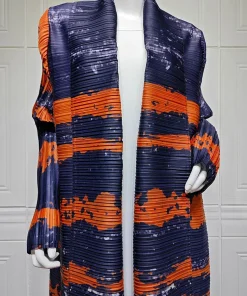 فيفيتش - كارديجان طويل فضفاض بطبعة ألوان متداخلة وياقة شال مطوية