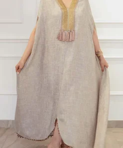 Alternative view of فيفيتش - فساتين ماكسي فضفاضة بتصميم الكفتان، مزينة بشرابات مرقعة وفتحة رقبة على شكل حرف V