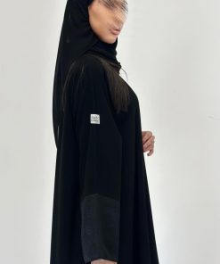 عبايات خمرة - عباية كريب أكمام جاكار حرير