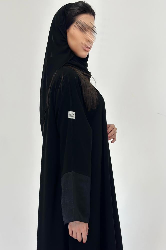 عبايات خمرة - عباية كريب أكمام جاكار حرير