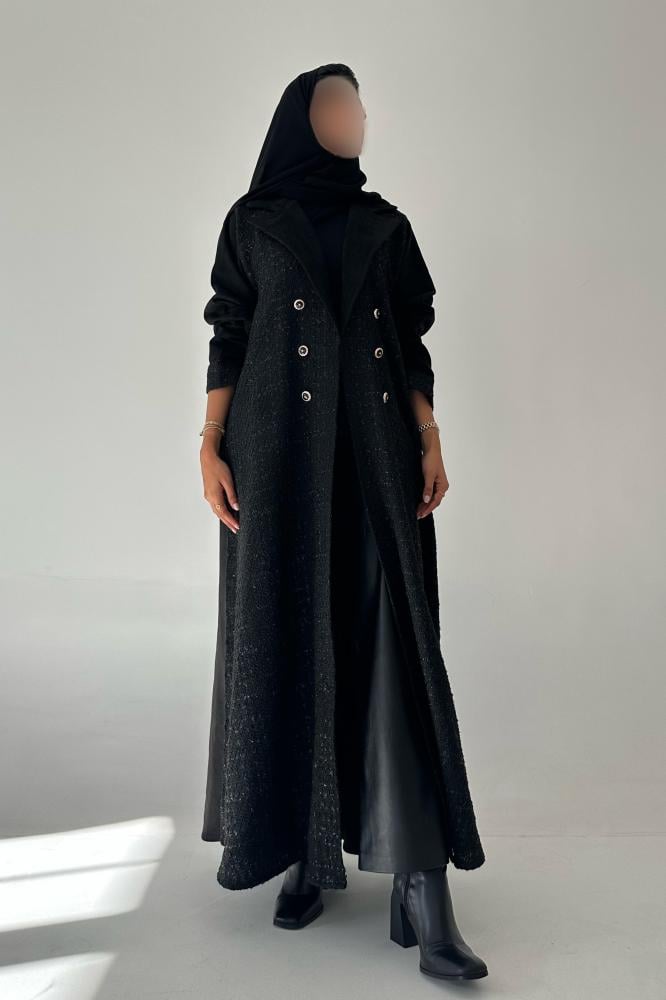 عبايات خمرة - عباية شانيل مع شامواه ربع كلوش - Image 2