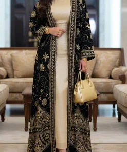 Alternative view of فيفيتش - كارديجان عباية بأكمام طويلة بنقشة برونزية