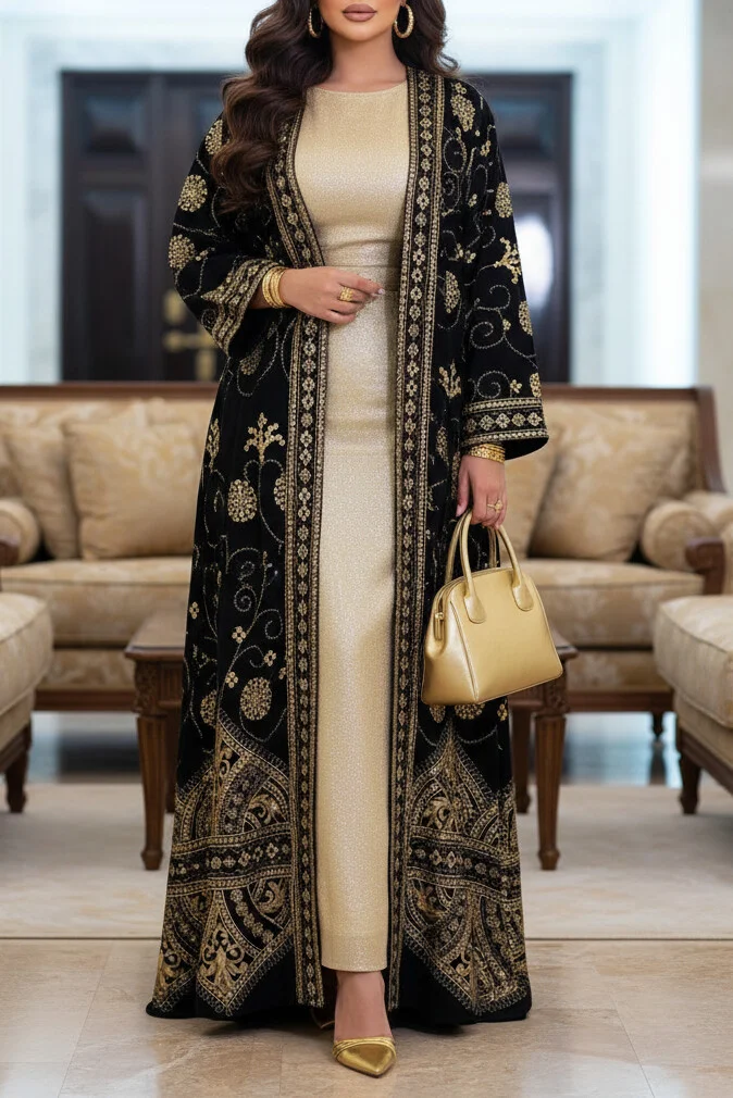 فيفيتش - كارديجان عباية بأكمام طويلة بنقشة برونزية - الصورة 2