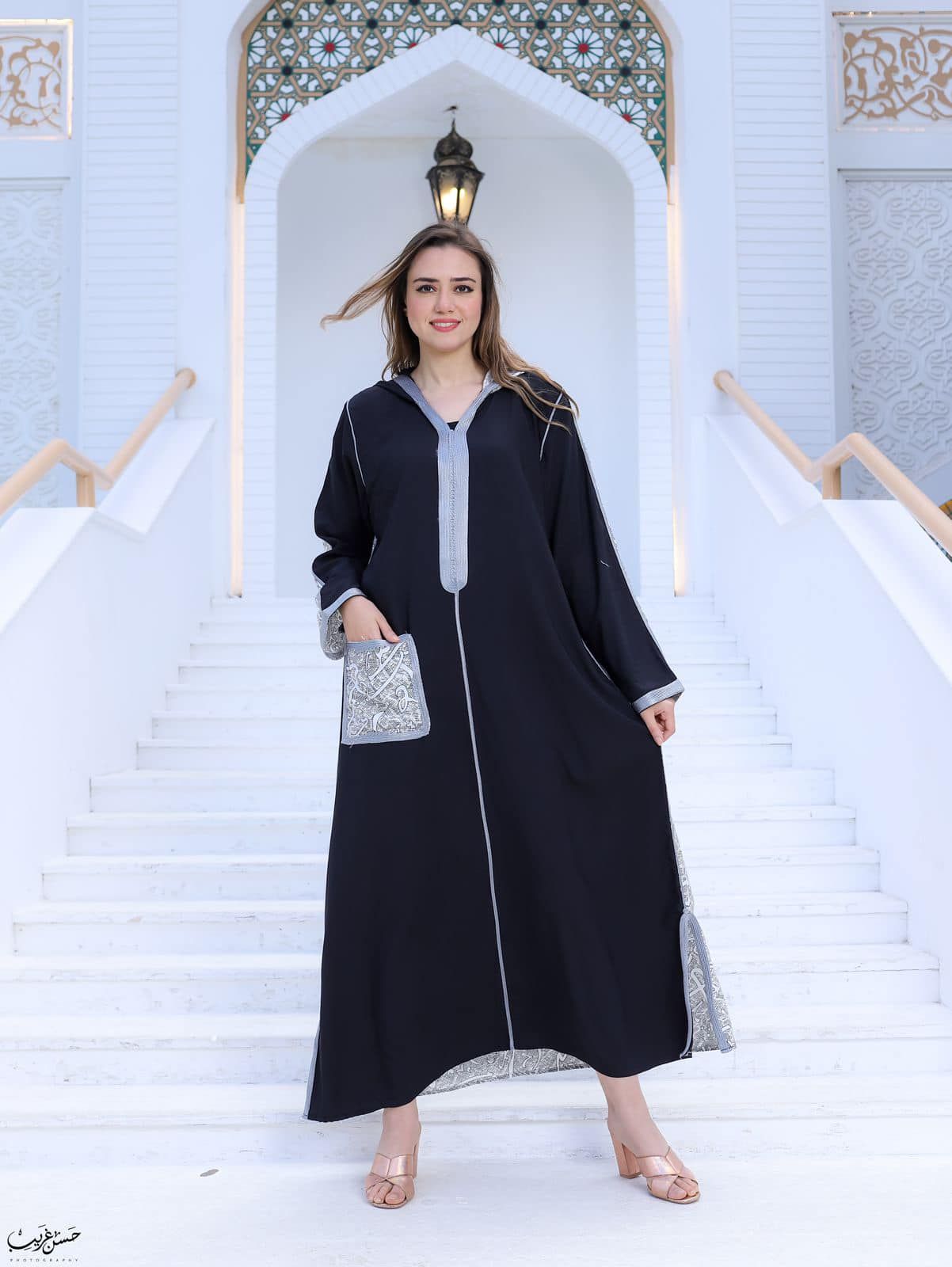 دار الجلابية - عباية قطن بكابيشو و تطريز يدوي - Image 4