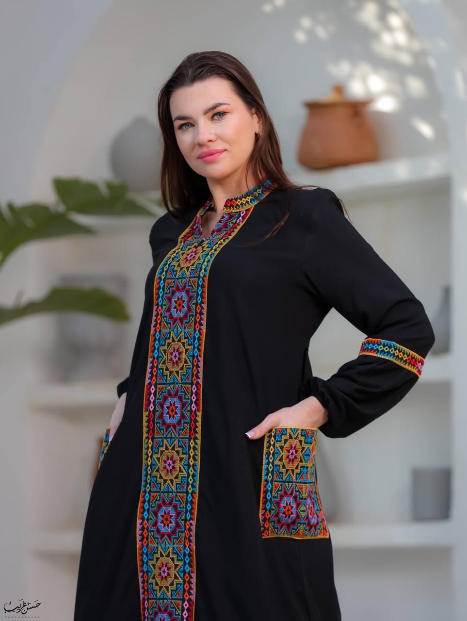 دار الجلابية - جلابية قطن بجيبين و تطريز ايتامين سيناوي