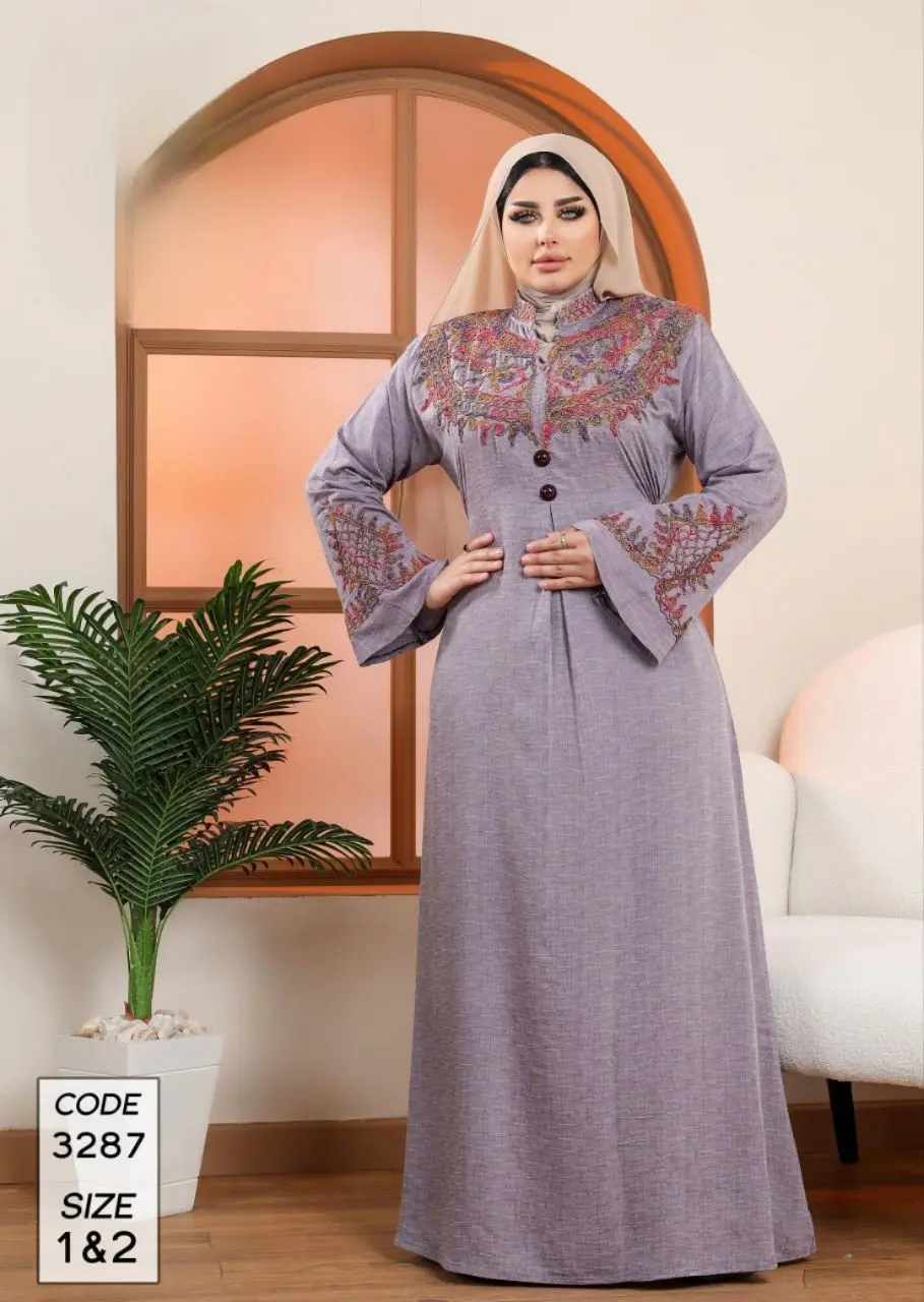 دار الجلابية - عباية كتان بتطريز يدوي - Image 4