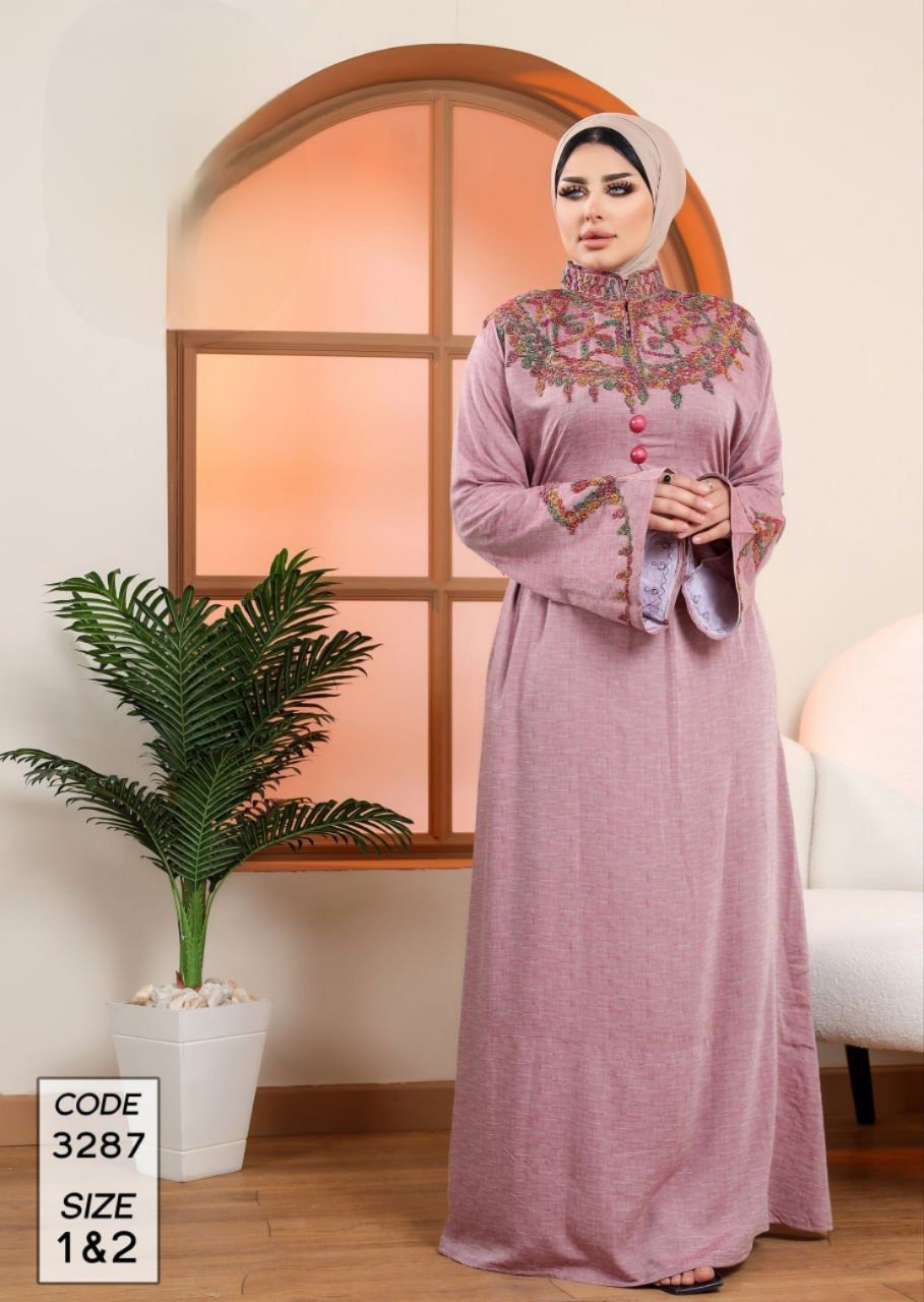 دار الجلابية - عباية كتان بتطريز يدوي - Image 5