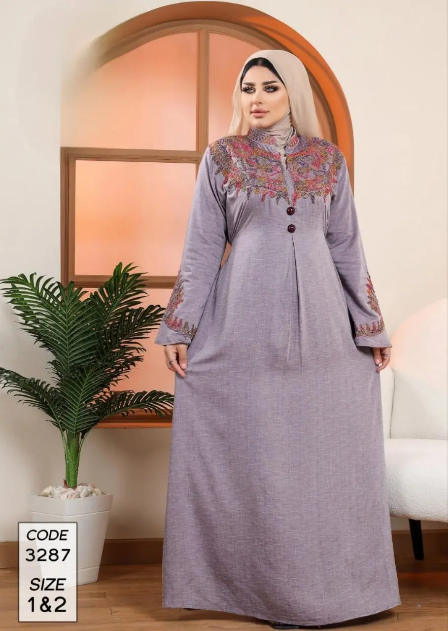 دار الجلابية - عباية كتان بتطريز يدوي - Image 3